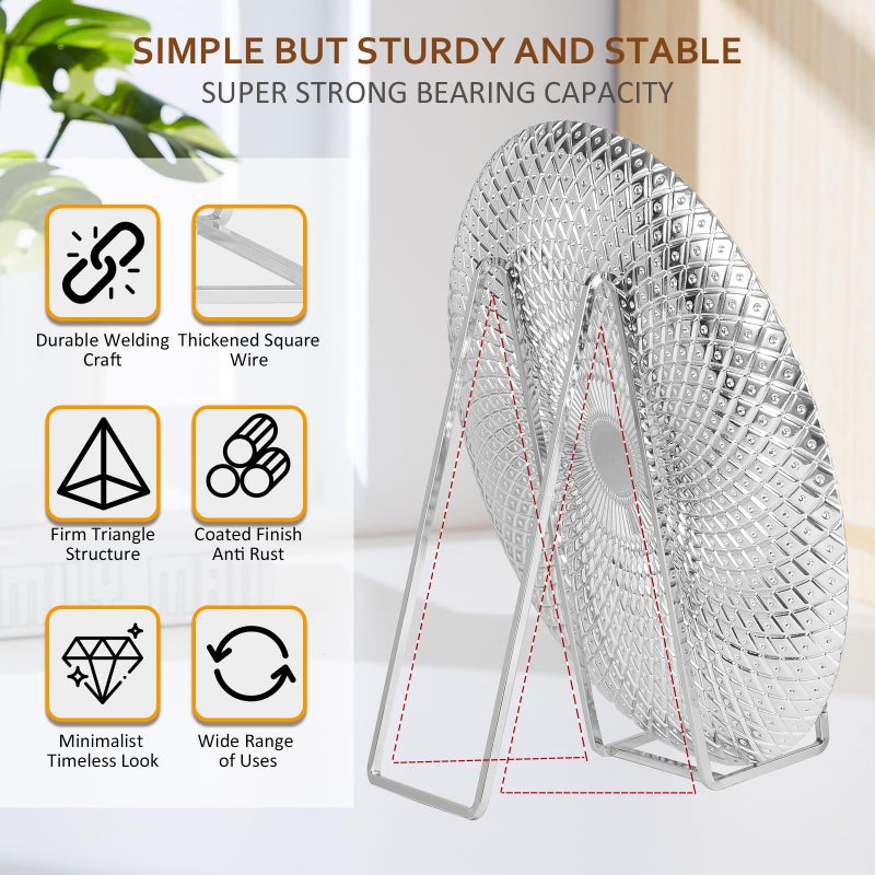 DIDUDIDU Large Plate Holder Display Stand - 10 inch Tall Plate Stands for Display - Metal Picture Frame Stand - Big Tabletop Easel Stand for Decorative Plates | Platter | Book | Plaque | Tile - 2 Pack - Silver - Image 3